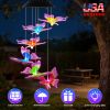 Solar Butterfly 7 Color Changing Wind Chimes For Outside 2Pack Ipx4 Waterproof Outdoor Garden Yard Decor Porch