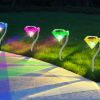 Outdoor Solar Diamond Led Lights 4Pcs 7-Color Changing Ip65 Waterproof Pathway Stake Decorative Lamp For Garden Patio Yard Walkway