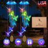 Solar Hummingbird Wind Chime With Aluminum Tubes 7 Color Changing Wind Chime For Outside Ip44 Waterproof Outdoor Garden Yard Decor