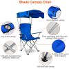 Foldable Canopy Chair Sun Protection 330Lbs Load Folding Seat Cup Holder Camping Backyard Gardening Poolside Travel Picnic
