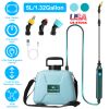 Battery Operated Portable Garden Water Sprayer 5L/1.32Gallon Electric Sprayer Rechargeable with Telescopic Handle 3 Spray Nozzles ADJ Shoulder Strap
