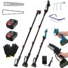 Cordless Pruning Shear And Electric Chainsaw 4 In 1 with Max 5.5Ft Extension Poles 4” 6” Pole Saw Brushless Pruning Shear With 2Pcs 3.0Ah Ba