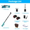 Pole Mini Hedge Trimmer & Grass Shear Electric Cordless Handheld Hedge Trimmer With 90° Rotatable Head Telescopic Extension Pole Gloves Goggles