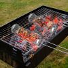 Portable Bbq Rolling Round Basket Stainless Steel Grill Mesh 2Pcs 3.42X11.61In Net Tube With Removable Cover Backyard Porch Garage