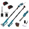 Pole Mini Hedge Trimmer & Grass Shear Electric Cordless Handheld Hedge Trimmer With 90° Rotatable Head Telescopic Extension Pole Gloves Goggles
