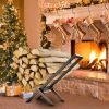 Firewood Log Rack 220Lbs Steel Wood Lumber Storage Stacking Rack X Shape Storage Holder For Fireplace Firepit
