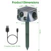 Ultrasonic Solar Animal Repeller Outdoor Mole Snake Squirrel Repellent Waterproof Bird Deer Dog Cat Deterrent With 3 Modes Motion Sensor Vibration Sta