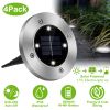 Solar Ground Light Waterproof Buried In-Ground Path Deck Lawn Patio Light 4Led