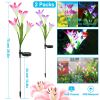 Solar Outdoor Lily Flower Led Light 7-Color Changing Lights 2Pcs Ip65 Waterproof Pathway Stake Lights Patio Decorative Garden Patio