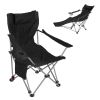 Reclining Camping Chair With Footrest 4-Position Adjustable Outdoor Folding Chair Heavy Duty Portable Camping Lounge Chair With Headrest Cup Holder