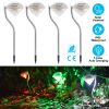 Outdoor Solar Diamond Led Lights 4Pcs 7-Color Changing Ip65 Waterproof Pathway Stake Decorative Lamp For Garden Patio Yard Walkway