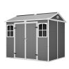 Outdoor Storage Shed With Floor Lockable Garden Shed With 2 Windows Ventilation & Sloped Roof Weather-Resistant For Garden Tools Lawn Equip