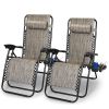 Foldable Zero Gravity Lounge Recliner Chair Dual Side Tray 330Lbs Load 2Pcs Stress Relief Pillow Patio Garage Backyard Lying Chair