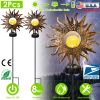 Solar Powered Sun Stake Lamp Ip54 Waterproof Decorative Lamp Crackle Glass Globe Stake Lights For Garden Lawn Yard Driveway