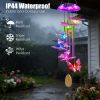 Solar Butterfly Wind Chime With Aluminum Tubes 7 Color Changing Wind Chime For Outside Ip44 Waterproof Outdoor Garden Yard Decor