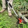 Cordless Grass Trimmer With Wheels 2Pcs 3.0Ah Batteries Rechargeable 3 Types Of Blades Head Angle Adjustable Lightweight