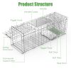 Heavy Duty Folding Live Animal Trap Cage 31X12X11” Waterproof Cover Humane Easy To Catch And Release Trap For Stray Cats Raccoons Squirrel Skunk