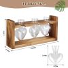 Plant Terrarium Propagation Station With 3 Heart Shaped Vases Wooden Stand Desktop Air Planter Bulb Glass Vase For Hydroponics Home Office Decor