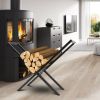 Firewood Log Rack 220Lbs Steel Wood Lumber Storage Stacking Rack X Shape Storage Holder For Fireplace Firepit