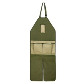 Multi-Pocket Gardening Pruning Longe Leg Apron for Farm (Type: Apron, Color: Green & Khaki)