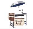 Garden Kneeler and Seat with Umbrella, 2-in-1 Foldable Gardening Stool with Adjustable Bracket, Detachable Tool Bags