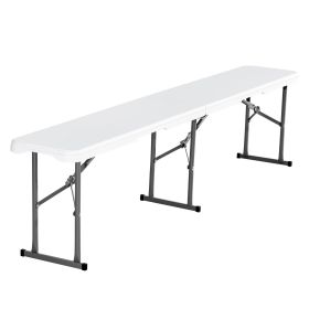 Plastic Folding Bench, 6 ft Portable Bench for Indoor/Outdoor Picnic Party Patio Camping Dining (Quantity: 1 pcs, Color: White)