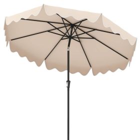 9 Feet Patio Umbrella with Crank Handle and Push Button Tilt (Color: Beige)