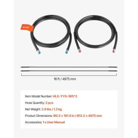 Hydraulic Hose Kit, 16 Ft 2-Piece Leak-Proof TPEE Outboard Steering Hose Kit With 304 Stainless Steel Connector, Compatible With Marine Outboard (Option: Black)